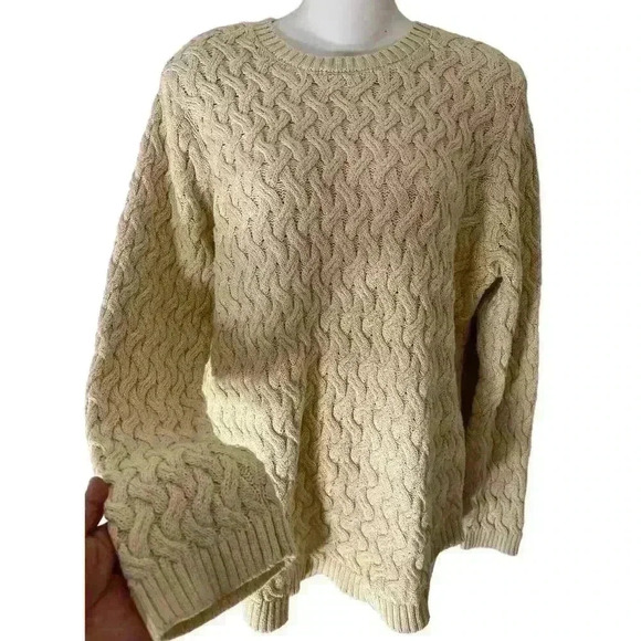 Jeanne Pierre Women's Crew Neck Sweater Beige Cotton Size XXL - Picture 4 of 11